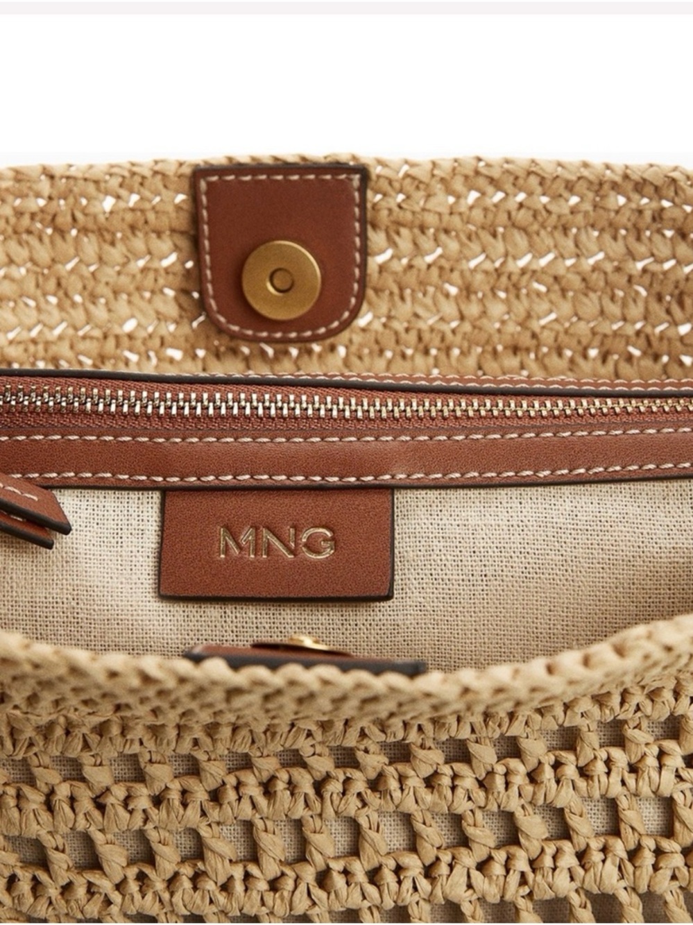 New nwot perfect Mango MNG Valeta Crocheted Raffia Bag - Picture 6 of 9